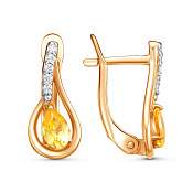 Серьги из золоченого серебра с фианитами