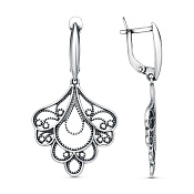 Серьги ажурные с подвесками из серебра