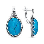 Серьги винтажные бижутерия с иск. бирюзой