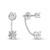 Серьги гвоздики из серебра с фианитами