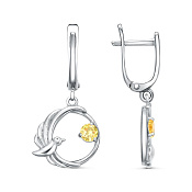 Серьги с подвесками Птицы бижутерия с фианитами