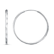 Серьги конго 35 мм из серебра с алмазной гранью