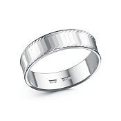 Обручальное кольцо с алмазной гранью из серебра