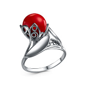 Кольцо ажурное винтажное бижутерия с имитацией жемчуга