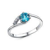 Кольцо тонкое из серебра с фианитами