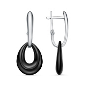 Серьги с подвесками из серебра с керамическими вставками