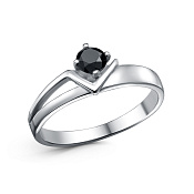 Кольцо тонкое из серебра с фианитом