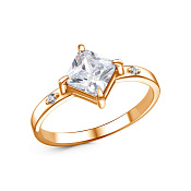 Кольцо из золоченого серебра с фианитами