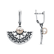 Серьги винтажные с подвесками из серебра с жемчугом