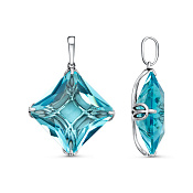 Подвеска из серебра с иск. голубыми топазом