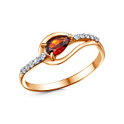 Кольцо из золоченого серебра с фианитами