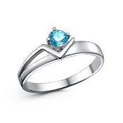 Кольцо тонкое из серебра с фианитом