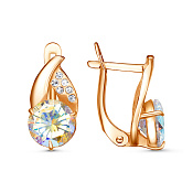 Серьги бижутерия с фианитами и ювелирным стеклом