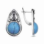 Серьги ажурные винтажные бижутерия с иск. бирюзой