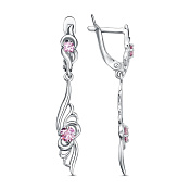 Серьги с подвесками из серебра с фианитами