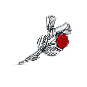 Брошь Роза бижутерия с иск. кораллом
