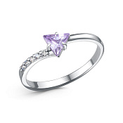 Кольцо тонкое из серебра с фианитами