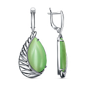Серьги с подвесками бижутерия с иск. кошачьим глазом