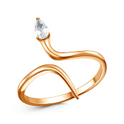 Кольцо разъемное Змея из золоченого серебра с фианитом