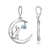 Подвеска Кошка на Луне бижутерия с фианитом