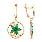 Серьги с подвесками Цветы бижутерия с иск. шпинелью