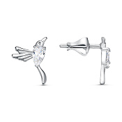 Серьги гвоздики Колибри из серебра с фианитами