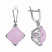 Серьги бижутерия с иск. розовым кварцем