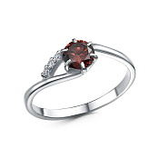 Кольцо тонкое из серебра с фианитами