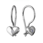 Серьги Сердечки из серебра с фианитами