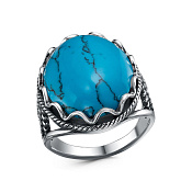 Кольцо винтажное широкое бижутерия с иск. бирюзой