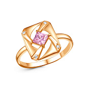 Кольцо бижутерия с фианитом и ювелирным стеклом