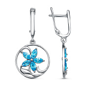 Серьги с подвесками Цветы бижутерия с фианитами