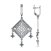 Серьги длинные с подвесками из серебра