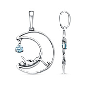 Подвеска Кошка на Луне бижутерия с фианитом