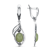 Серьги винтажные с подвесками бижутерия с иск. нефритом