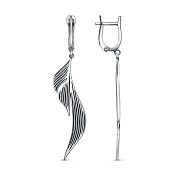 Серьги длинные с подвесками Крылья из серебра