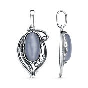 Подвеска ажурная винтажная из серебра с иск. кошачьим глазом