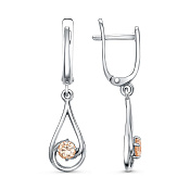 Серьги с подвесками бижутерия с фианитами