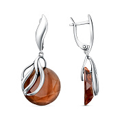 Серьги длинные с подвесками из серебра с иск. топазами