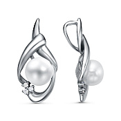 Подвеска из серебра с имитацией жемчуга и фианитами