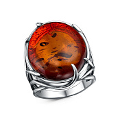 Кольцо широкое бижутерия с иск. янтарем