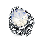 Кольцо ажурное винтажное бижутерия с ювелирным стеклом