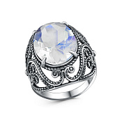 Кольцо ажурное винтажное из серебра с синтетическим кварцем