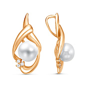 Подвеска из золоченого серебра с имитацией жемчуга и фианитами