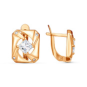 Серьги бижутерия с фианитами и ювелирным стеклом