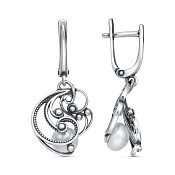 Серьги ажурные с подвесками бижутерия с жемчугом