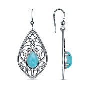 Серьги ажурные с подвесками бижутерия с иск. кошачьим глазом