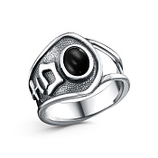 Кольцо Иероглиф Удача из серебра с иск. агатом