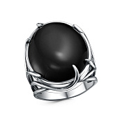 Кольцо широкое из серебра с иск. агатом