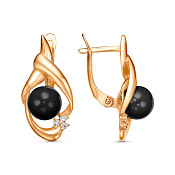 Серьги бижутерия с имитацией жемчуга и фианитами